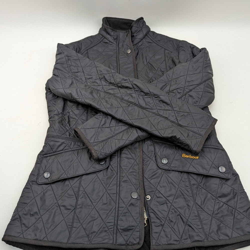 Barbour Women's Sz 8 Flyweight Cavalry Quilted Jacket Black